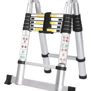 Escada Telescópica Multifuncional Inox JST 3,8m 12 Degraus Antiderrapante